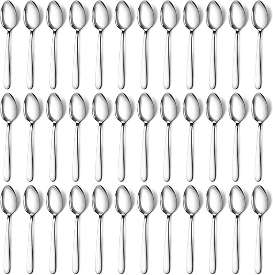 Pleafind 36-Pcs Dinner Spoons Set (7.4 inch), Spoons Silverware, Stainless Steel Spoon, Silver Spoons, Mirror Polished Tablespoon, Silverware Spoons for Home, Kitchen, Restaurant, Dishwasher Safe