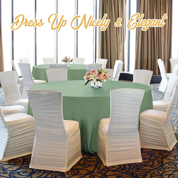 BRILLMAX 4 Pack Sage Green Round Tablecloths 120 Inch - Circle Bulk Linen Polyester Fabric Washable Table Cloth Cover for Wedding Reception Banquet Birthday Party Buffet Restaurant
