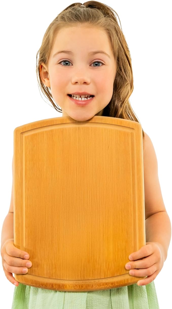 Small Bamboo Cutting Board – 12 Inch Wood Cutting Boards for Kitchen with Glue-Free Surface™ & Juice Groove – Non-Toxic, FSC-Certified, Durable Wooden Chopping Board