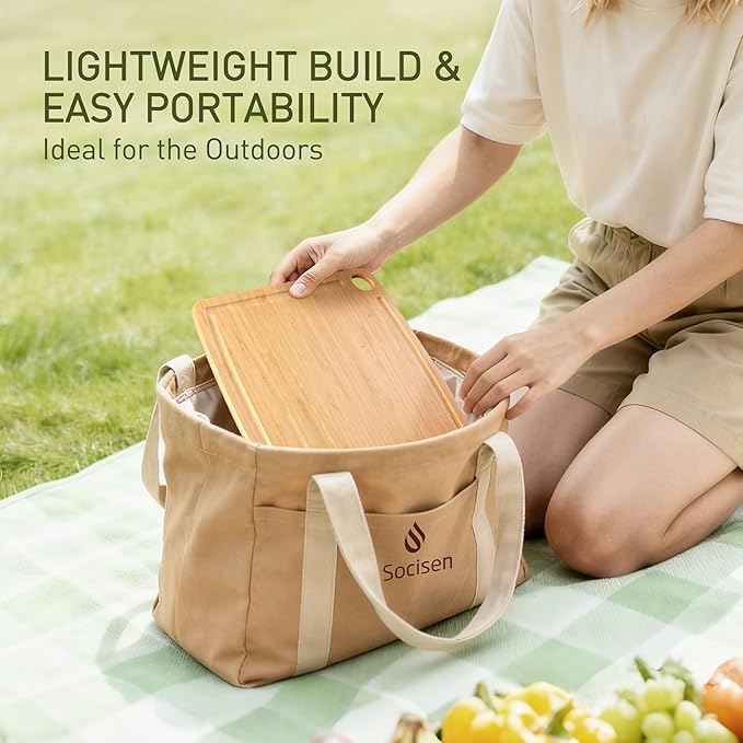 Lightweight Durable Bamboo Cutting Board with Non-Slip Feet, Reversible Wood Cutting Board with Juice Groove Easy to Store & Clean, Water-Resistant Ideal Kitchen Gift for Home Cooks