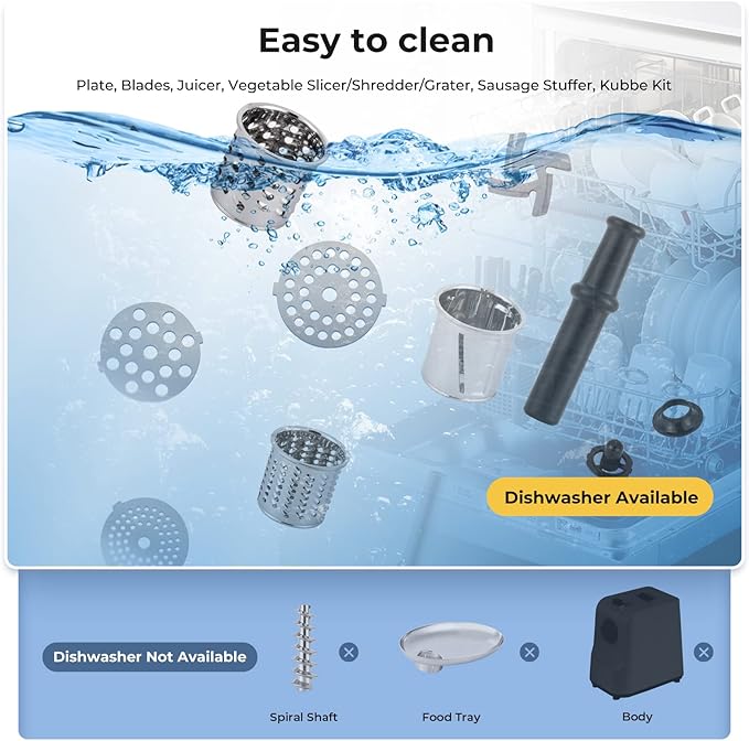 Meat Grinder Electric 9-In-1 Grinder 1700W For Meat with Attachments Sausage Maker, Kubbe Kit Stainless Steel Juicer, 3 Grinding Plates Meat Grinder for Home & Kitchen