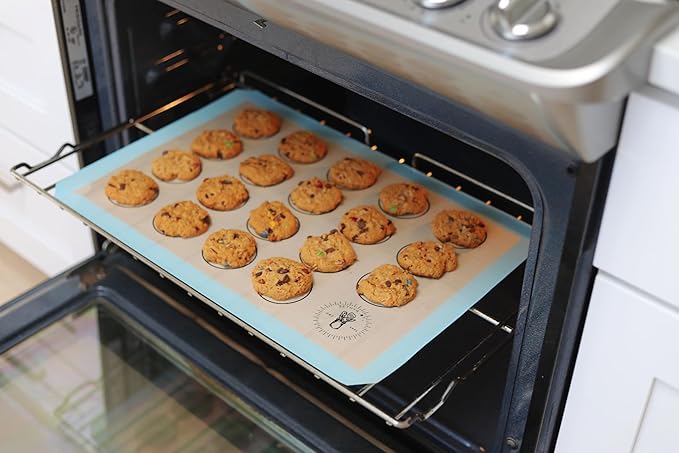 Silicone Baking Mats for Cookies, 3/4 Baking mat size, 3 Pack, Non-Stick, Food Safe Oven Safe All Purpose Liners for baking sheets - Easy Clean, Mess-Free Baking Sheet Liners (13.7 x 19.5 In)