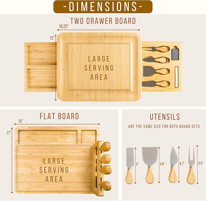 Personalized Bamboo Charcuterie Board Set with Accessories – Large Serving Tray with Knives & Smooth Surface for Cutting or Serving, Present for Wedding, Christmas, Anniversary, Housewarming Gift