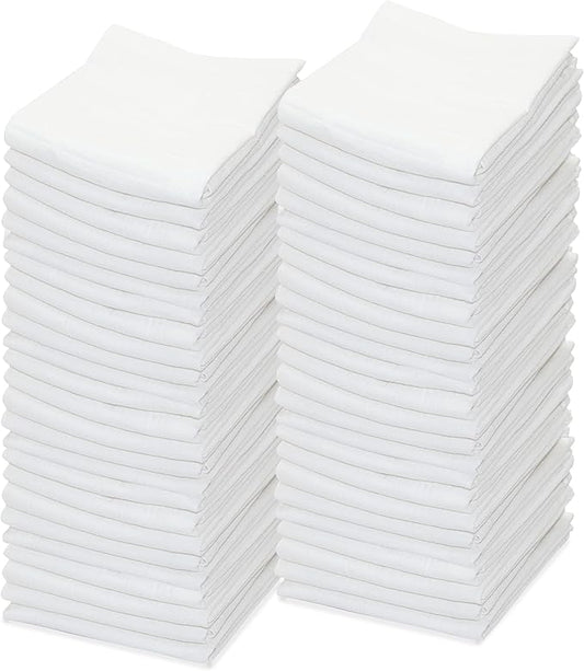 Dish Cloths Cotton| Kitchen Wash Cloth | Shop Towels Absorbent and Lint Free Flour Sack| Dishcloths for Kitchen Washing Dishes| Thick Absorbent Quick Dry Dish Rags | 50 Pack 13"x13" White