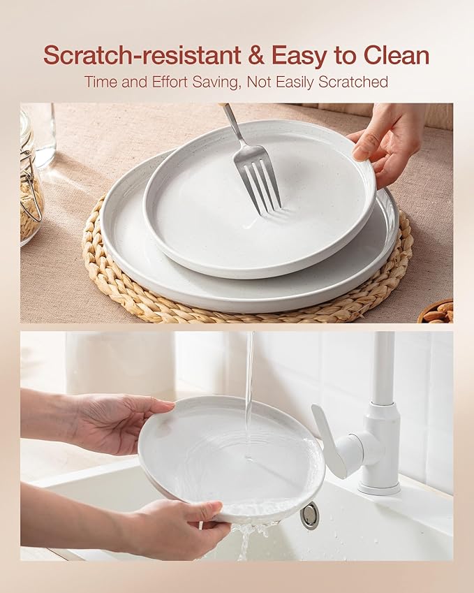 Famiware Milkyway Stoneware Dinnerware Sets with Mugs, Service for 4 (16pcs), Plates and Bowls Sets, Scratch Resistant, Microwave and Dishwasher Safe Dishes Set, Multi-color