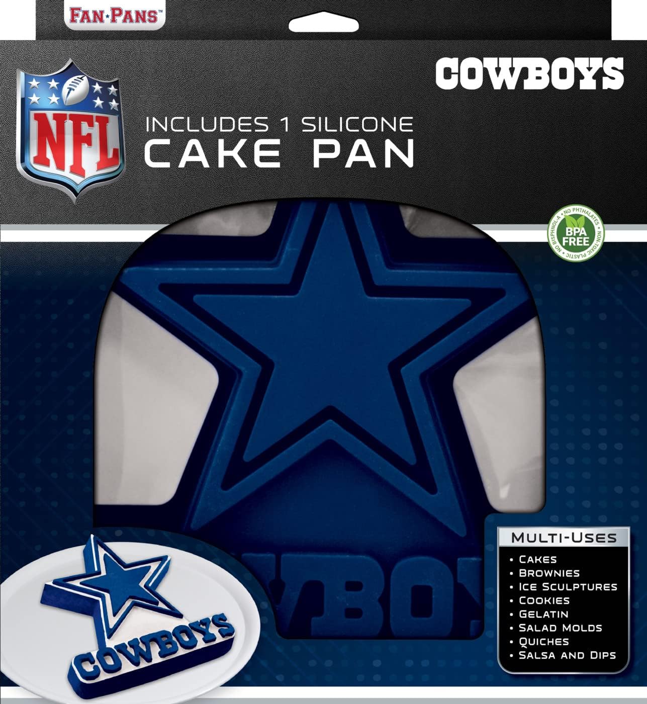 MasterPieces - NFL Dallas Cowboys Cake Pan - Silicone Baking Mold, Team Logo, One Size