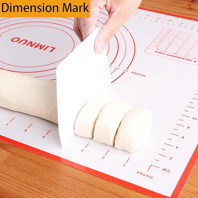 Silicone Baking Mat，Non Stick Rolling Dough with Measurements for Pie Pizza Cookies Fondant Making，Extra Thick Non Slip Silicone Pastry Mat
