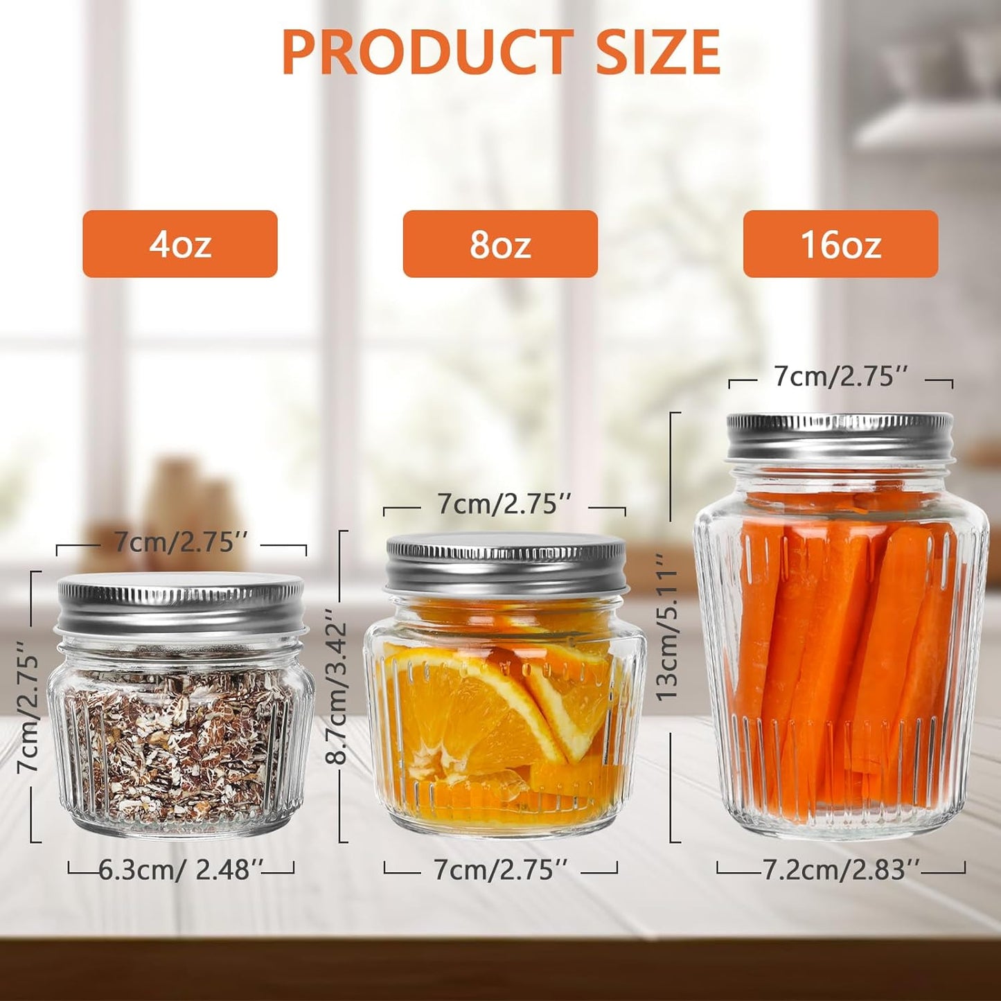 Cehomi Glass Mason Jars with Lids - 8 oz Vintage Canning Jars, Pickling Jars for Jelly, Jam, Honey, Pickles, Spice, Essential Preserver for Home Storage and Gifting 6 Pack