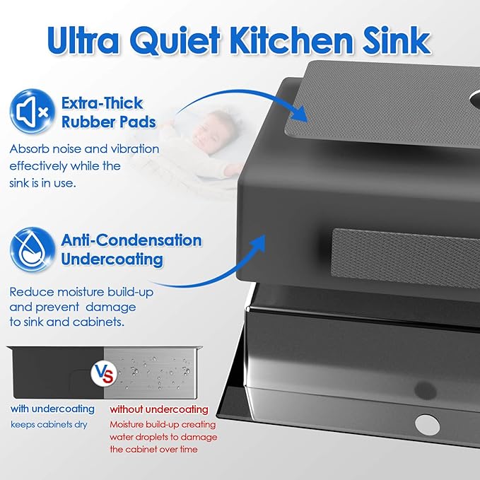 ROVOGO 24x18x9 in. Drop-in Kitchen Sink Single Bowl with Offset Drain Assembly and Bottom Grid, 304 Stainless Steel Handmade Modern Sink 1 Faucet Hole, Top Mount, Brushed