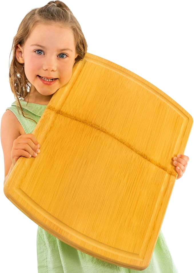 Greener Chef 20 Inch Bamboo Cutting Board Featuring Super-Sized Glue-Free Surface™ – Heavy Duty Butcher Block for Safe Meal Prep, Chopping & Carving with Lifetime Replacements