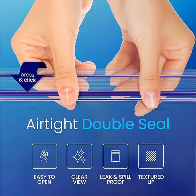 DiRose Quart Bags Pack of 500 – 1 Quart Reclosable Food Storage Bags – Practical and Durable Design – Food Safe Non-BPA Material – Easy Double Zip Closure – Ideal for Food, Snacks, Organizing