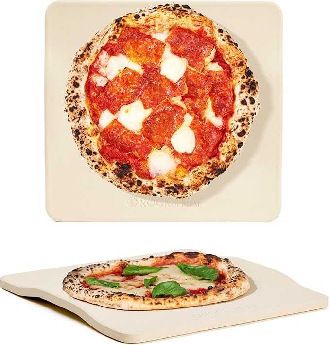 Pizza Stone, 12"x11" Rectangular Pizza Stones for Oven Grill BBQ, Cordierite Baking Stone for Pizza Bread Pie with Unique 2 Handles Design