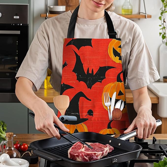 Halloween Apron Home Kitchen Cooking Baking Gardening for Women Men with Pockets waterproof 32x28 inch