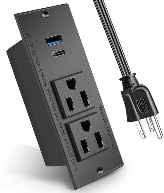 20W PD Conference Recessed Power Strip with Fast USB C, Furniture Recessed Outlet, Desktop Power Strip, Desktop Charging Station with 2 Outlets and 1 USB and 1 Type-C