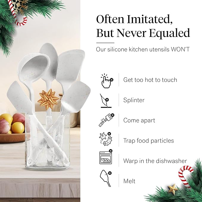 GIR: Get It Right 5-Piece Silicone Essentials Kitchen Utensils Set - Ladle, Spatula, Flip, Spoon & Spoonula - Non-Toxic Cooking Utensils for Nonstick Cookware, Cooking and Baking - Party Confetti