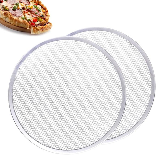 Pizza Screen,12 inch Seamless-Rim Aluminum Nonstick Pizza Screen, Pack of 2