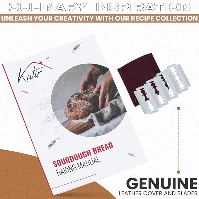 Banneton Bread Proofing Basket Set by Kutir - 9 Inch Round & 10 Inch Oval Sourdough Baskets with Linen Liner, Bread Lame, Dough Scraper - Baking Kit for Artisan Bread Making