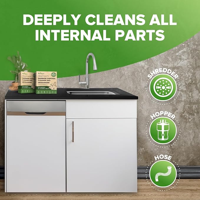 Garbage Disposal Cleaner and Deodorizer Tablets Drain Freshener, Foaming Citrus Scent, Sink Odor Remover for Kitchen Garbage Disposer Cleaning (12 XL Tablets - One Year Supply)