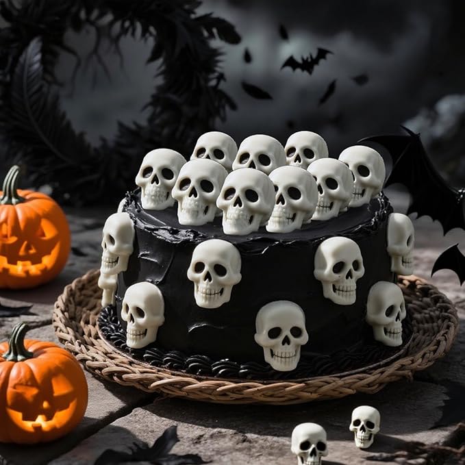 Halloween Skull Silicone Molds for Baking, 6 Cavities 3D Skull Baking Pan for Cake Chocolate, Skeleton Mold for Pizza Ice Wax Melt Jelly Resin (Coffee)