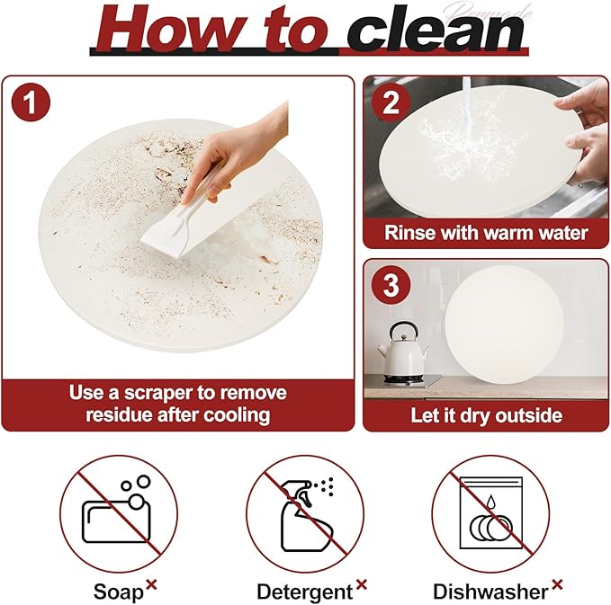 Round Pizza Stone for Grill and Oven- 16 inch Baking Stone Heavy-Duty Cordierite Pizza Stone for Bread, Cookies, Heat Proof BBQ Grilling Cooking Stone for Making Crisp Crust Pizza (White)