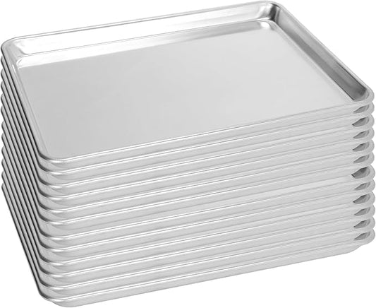 12 Pack Half Size Baking Sheet Pan, Aluminum Commercial Cookie Sheet Pan, Durable & Anti-Stick 18”x 13”