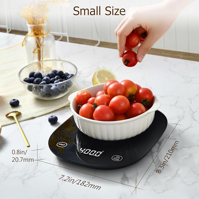 Arboleaf Smart Food Kitchen Scale, 22lb Digital Food Scale with Nutritional Calculator, Smart Kitchen Weighing with App for Macro, Keto, Calorie, Cooking, Grams and Ounces, 0.1oz/0.5g，Black