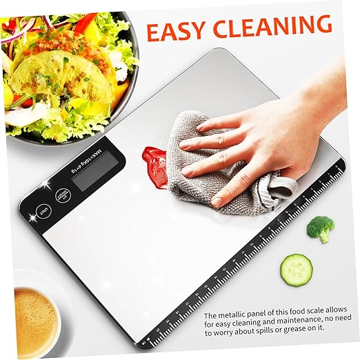 Digital Kitchen Scale High Precision Stainless Steel Food Scale with Tare Function Easy Clean Panel Grams Ounces for Cooking Baking Meal Prep