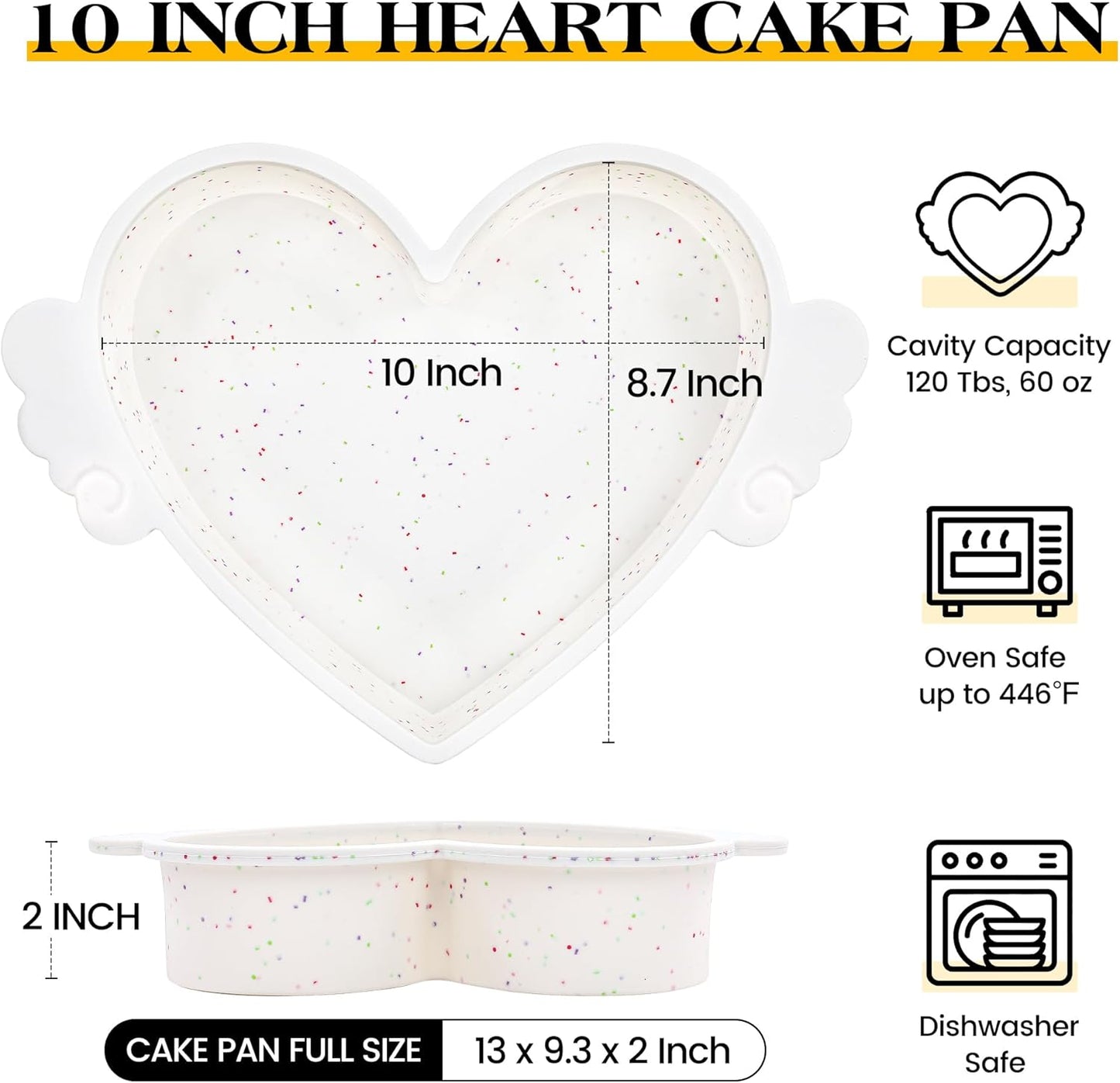 10 Inch Heart Shaped Silicone Cake Pan with Metal Reinforced Frame, Nonstick, Cream, 1 Pc
