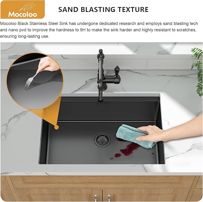 Black Undermount Kitchen Sink - Mocoloo 27x19 Inch Undermount Workstation Kitchen Sink Gunmetal Black 16 Gauge Stainless Steel Single Bowl Handmade Sink Basin