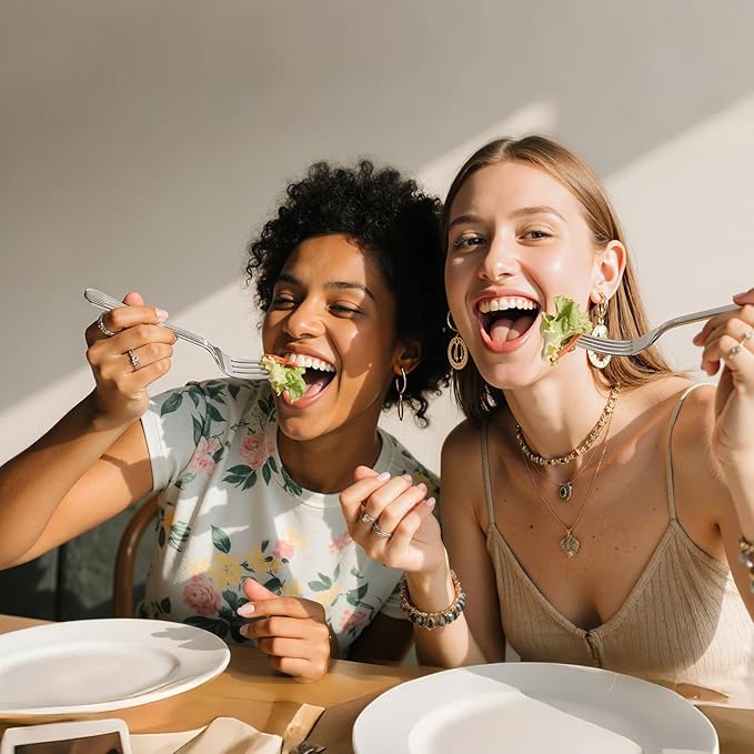 KINGSTONE 60-Piece Silverware Set, 18/10 Stainless Steel Flatware Set - Luxury Elegant Striped Cutlery with Dishwasher Safe, Durable for Family Dining, Catering, Weddings, Anniversaries Gift