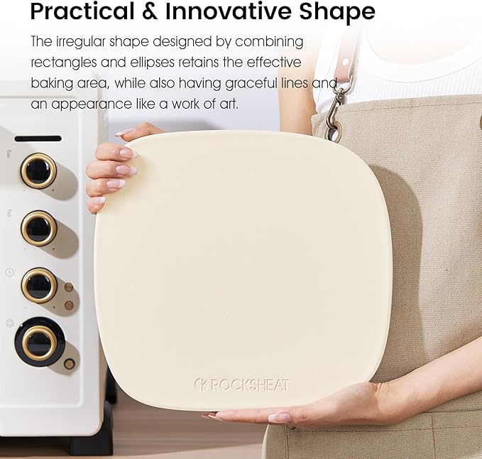 Pizza Stone, 12"x11" Pizza Stones for Oven Grill BBQ, Cordierite Baking Stone for Pizza & Bread & Cookies with Unique Irregular Shape Design