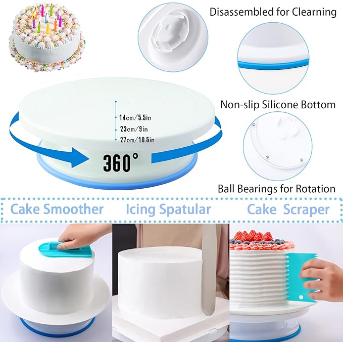 Cake Decorating Supplies Kit Tools 356pcs, Nifogo Baking Accessories with Cake Turntable, Pastry Piping Bag, Piping Icing Tips for Beginners