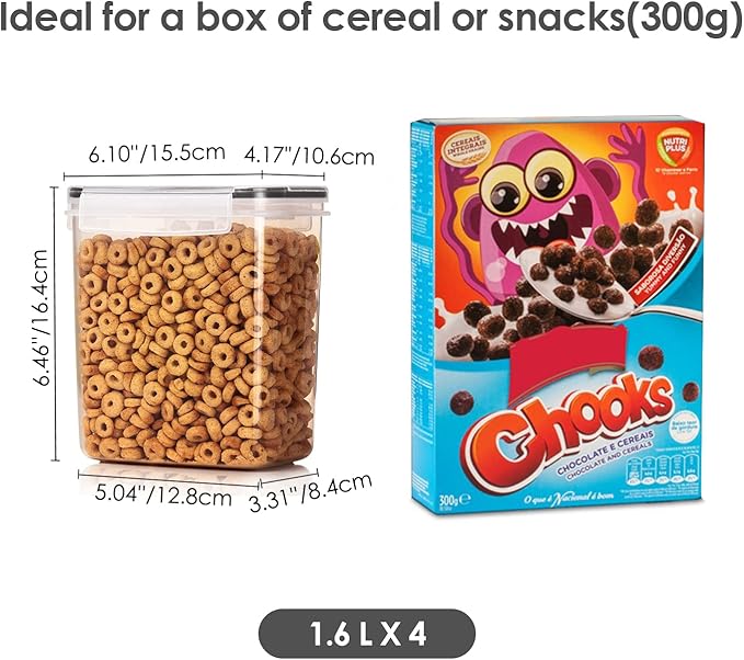 Vtopmart Airtight Food Storage Containers 6 Pieces - Plastic BPA Free Kitchen Pantry Storage Containers for Sugar,Flour and Baking Supplies - Dishwasher Safe - Include 24 Labels, Black