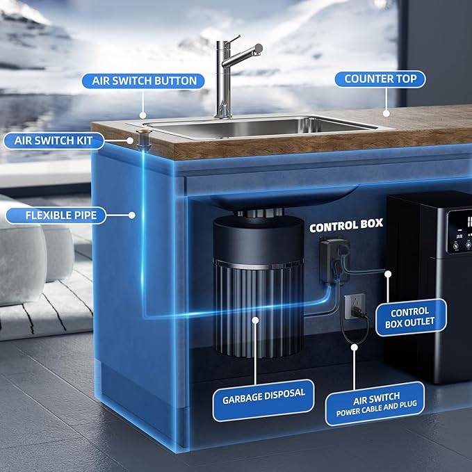 Garbage Disposal Air Switch Kit -Professional, Dual Outlet Sink Top Waste Disposer On/Off, Champagne Bronze Finish Compatible with Delta Faucets, Air Switch Button, UL Listed