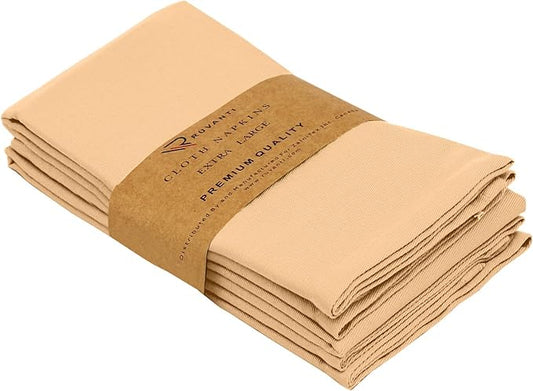Ruvanti Cloth Napkins Set of 4, 18x18 Inches Napkins Cloth Washable, Soft, Durable, Absorbent, Cotton Blend. Table Dinner Napkins Cloth for Hotel, Lunch, Restaurant, Wedding Parties - Ivory Gold