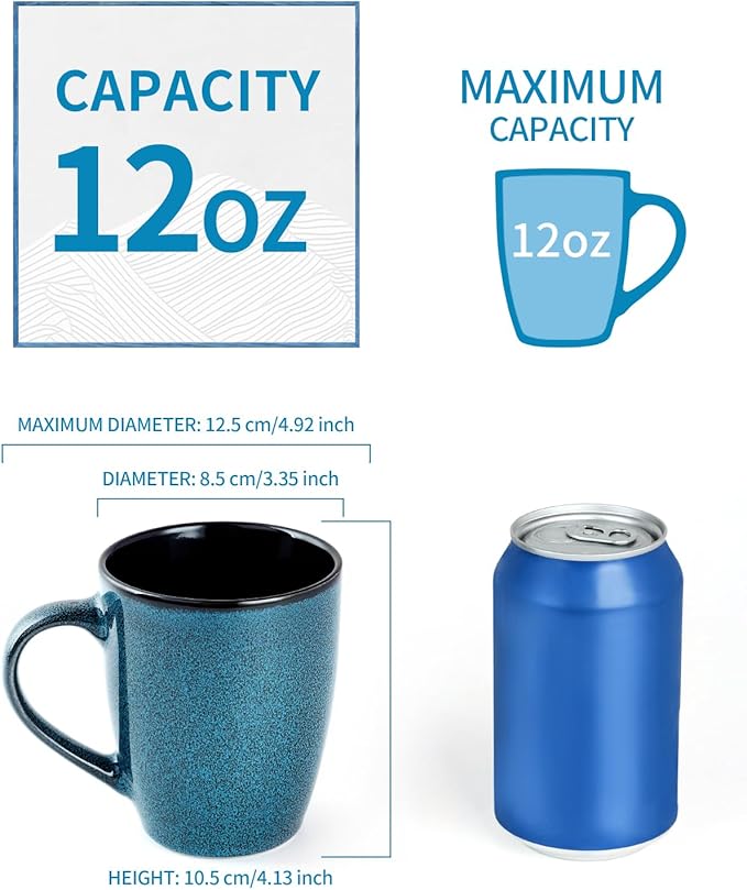 Ceramic Mugs 12oz,Large Ceramic Coffee Cups for Men, Women, Dad, Mom, Modern Coffee Mugs With Handle For Tea,Latte,Cappuccino,Cocoa. (green and brown 4pack)