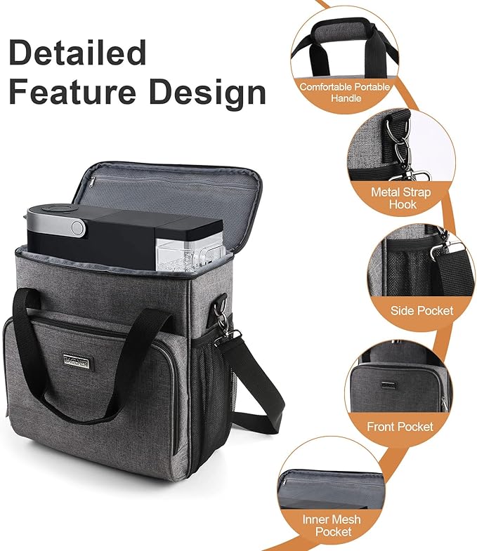 BAGLHER Coffee Maker Travel Bag Compatible with Keurig K-Slim, Keurig K-Supreme or Other Accessories, Portable Coffee Maker Case with Shoulder Strap for Travel, Grey