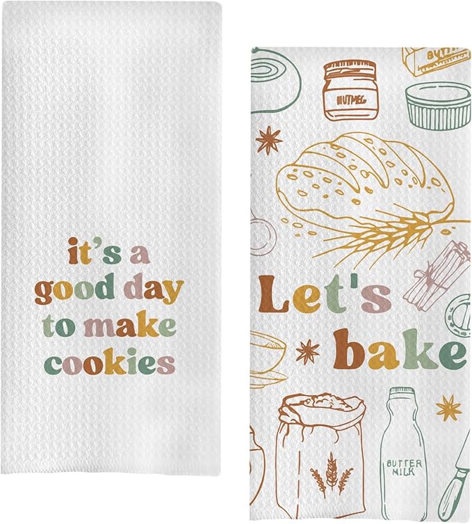 Baking Gifts Kitchen Towels Set of 2, Gifts for Bakers Cookie Lovers Cooks Dish Tea Towel for Kitchen Baking, It's a Good Day to Make Cookies Hand Towels, 16x24