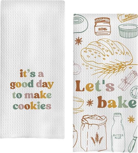 Baking Gifts Kitchen Towels Set of 2, Gifts for Bakers Cookie Lovers Cooks Dish Tea Towel for Kitchen Baking, It's a Good Day to Make Cookies Hand Towels, 16x24