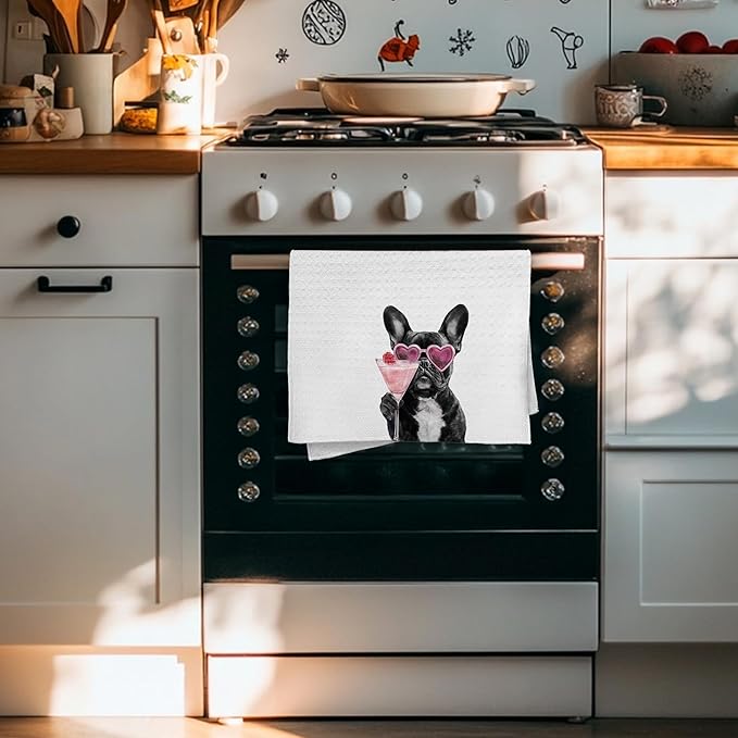Cabana Bro French Bulldog Gifts Kitchen Towels, French Bulldog Gifts for Women Men Decorative Hand Towels for Bathroom, Funny Frenchie Cocktail Dish Tea Towels for Kitchen, 16x24 Inch
