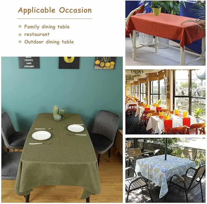 Table Cloth Rectangle Table Cover 55x95 Inches Faux Linen Wrinkle Free and Waterproof Moss Green Rectangle Tablecloth for Kitchen Dining Party Buffet Wedding