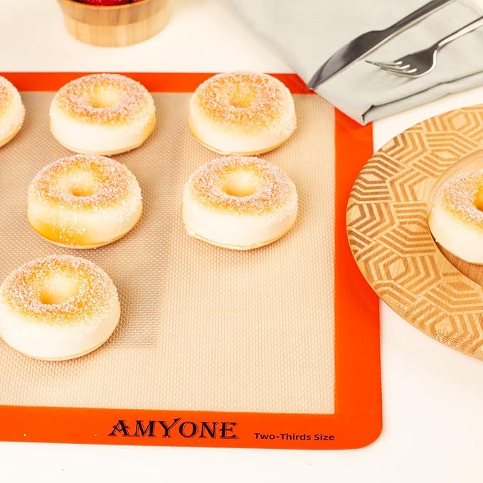 AMYONE Silicone Baking Mats for Two Thirds Size Pan, 2/3 Non-Stick Silicone Baking Sheet Liners for Cookies/Pastries/Chicken/Vegetables, Food Grade Silicone Mat for 15 x 21-inch Big Sheet, 1 PCS