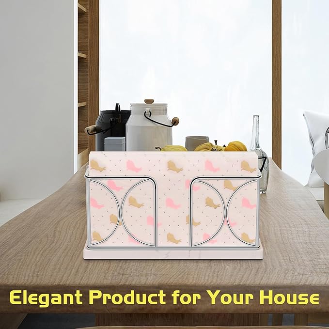 Napkin Holder with Marble Base, Guest Towel Paper Dispenser for Table, Modern Metal Napkin Stand, Ideal for All Bathroom Vanity, Kitchen Decor Accessories (Chrome, 4 Inch)