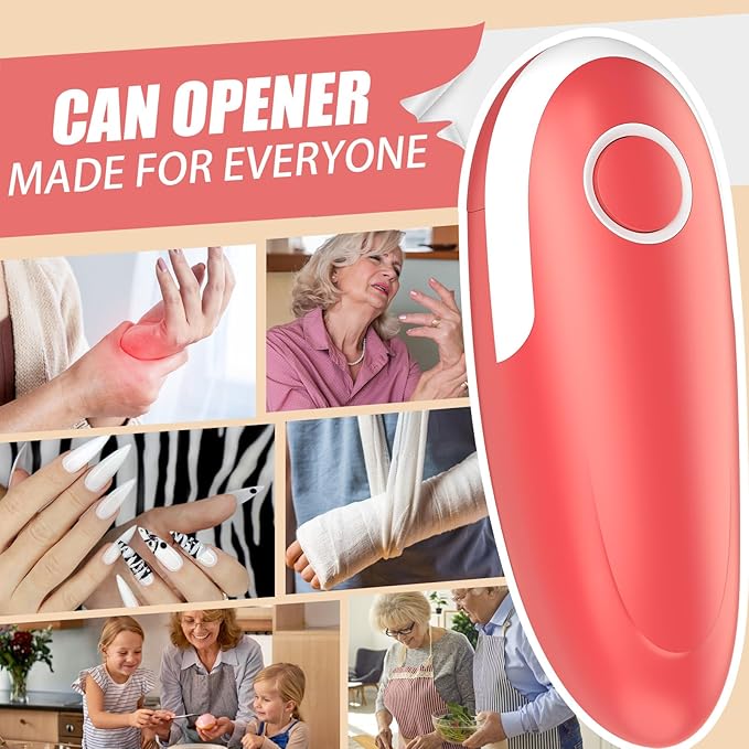 Electric Can Opener, One-Touch Automatic Can Opener Fits All Can Sizes, Hands-Free&Smooth Edge Battery operated Can Opener with Magnetic Cover Catch for Kitchen & Seniors Arthritis