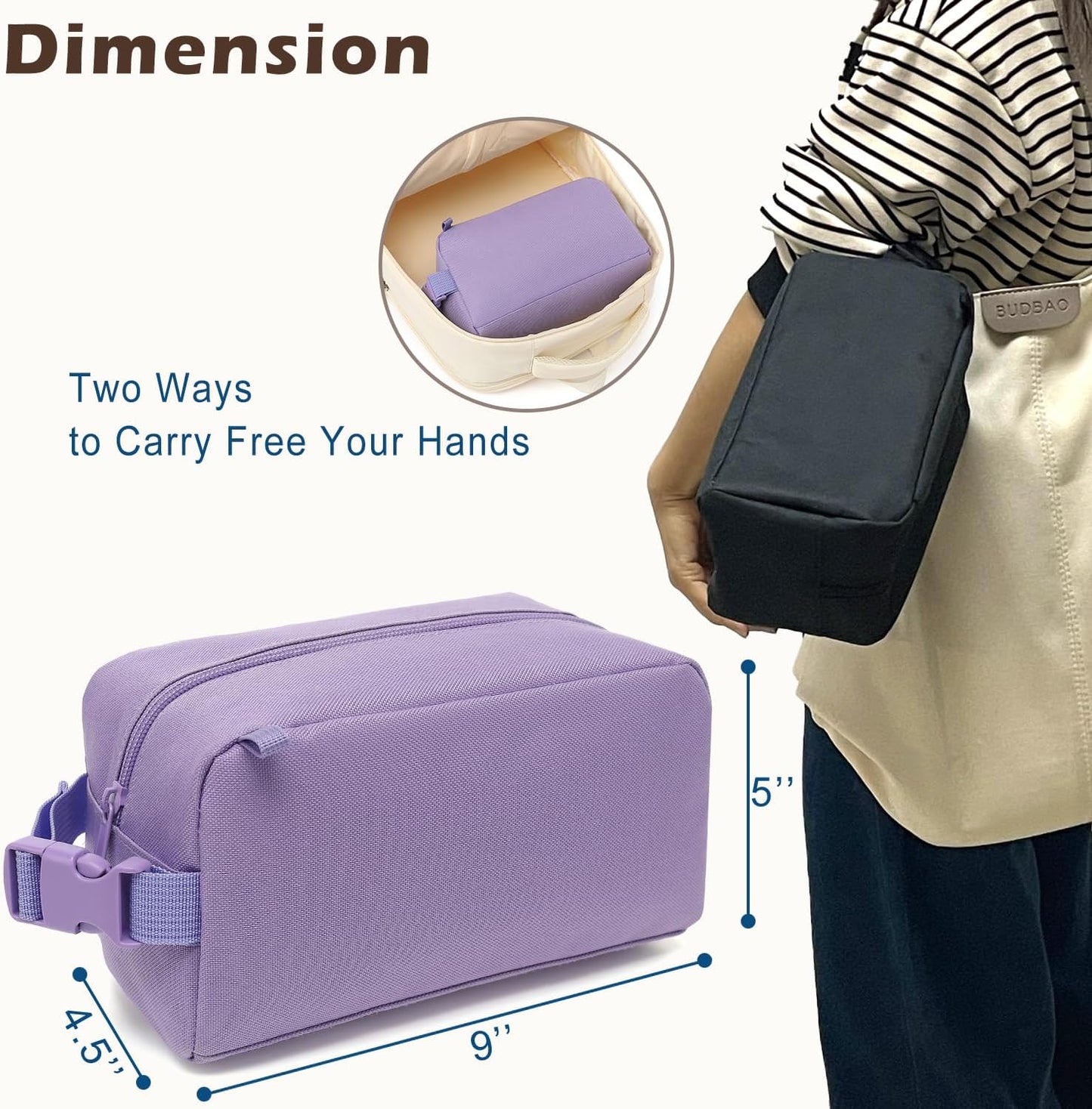 FlowFly Small Insulated Lunch box Portable Soft Bag Mini Cooler Thermal Meal Tote Kit with Buckle for Work, PurpleWithBuckle