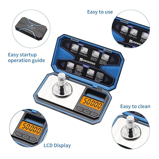 Digital Pocket Scales 50g/0.01g,Digital Gram Scales,Mini Food Scale with Calibration Weight for Food,Powder,Coffee,Coins,Small Items,Jewellry Scale (Battery Included)-Blue