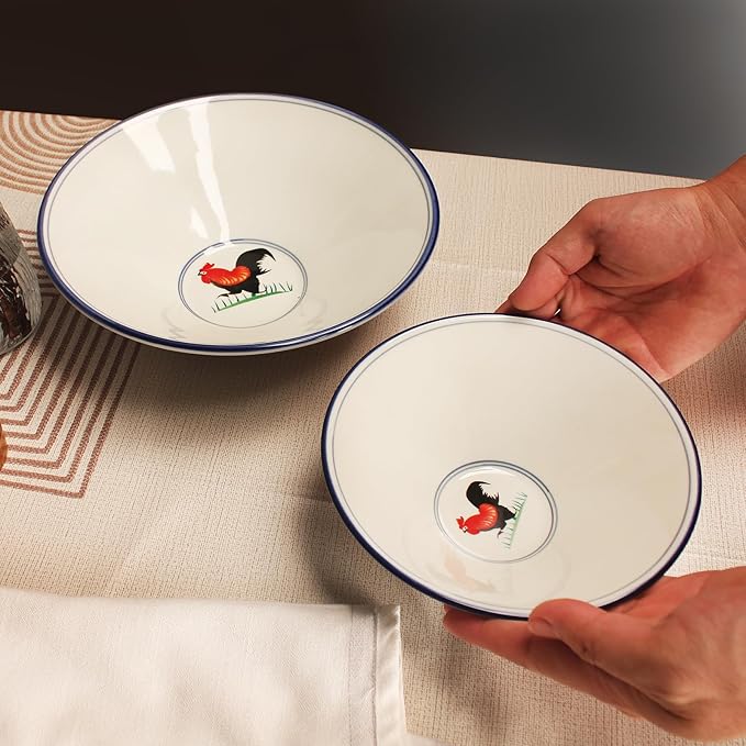 porcelain Japanese Ramen Bowls Soup Bowl, Microwavable, Dishwasher Safe, for Rice, Udon, Soba, Pho, 35 oz, Set of 2, 9.3 Inch