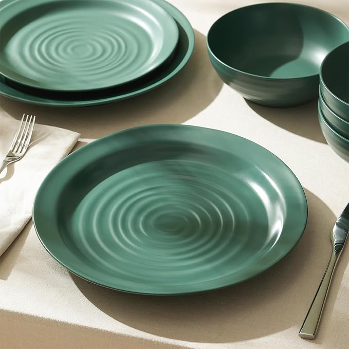Stone Lain Orbit 4-Piece Salad Plate Set Stoneware, Green