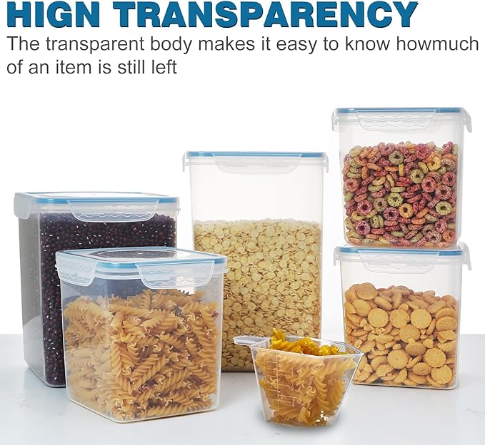 VERONES Large Tall Airtight Food Storage Containers, 10 PACK Plastic Airtight Kitchen & Pantry Organization, Ideal for Flour & Sugar Plastic Canisters with Labels