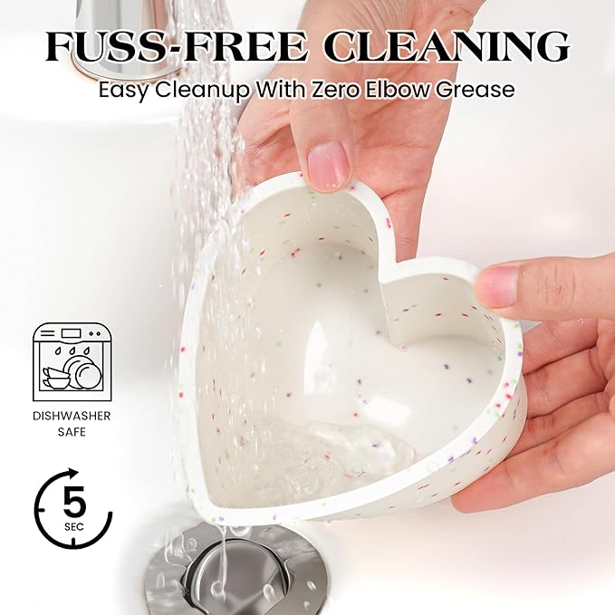 4 Inch Mini Heart Shaped Cake Pans Nonstick Silicone Heart Cake Molds for Baking Set of 3 (Cream)